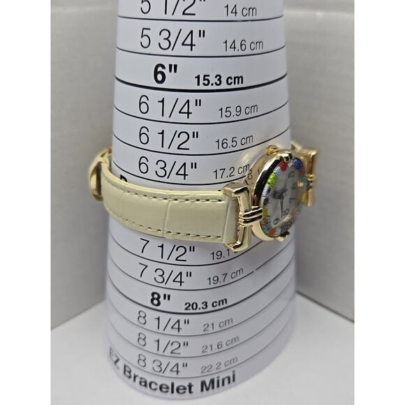Venice Murano Millefiori Glass Border Womens Quartz Watch Leather New Battery - Picture 7 of 12